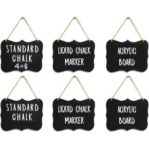 3 Small Chalkboard Hanging Signs Acrylic 4x6 - Double Sided Board for Standard Chalk & Other Side for Liquid Chalk Marker- Memo Message Mini Sign - Blackboard for Crafts (3) Advanced Group Corp.