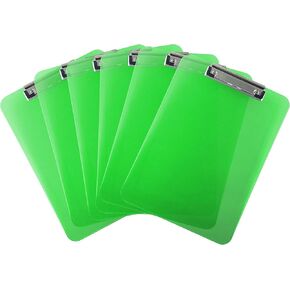 Trade Quest Plastic Clipboard Transparent Color Letter Size Low Profile Clip (Pack of 6) (Green) in Saudi Arabia