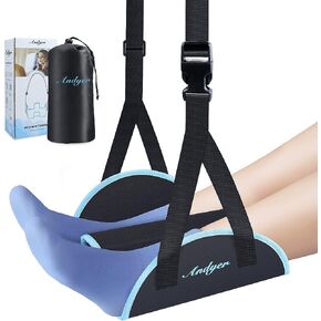 مسند قدم للطائرة مطور (إسفنج الذاكرة) - أرجوحة قدم للطائرة 2 في 1 من Andyer لملحقات السفر بالطائرة - مسند للقدمين بدون اصطدام بالطائرة ومسند للساق أثناء السفر لتقليل التورم والألم (أسود) in Kuwait