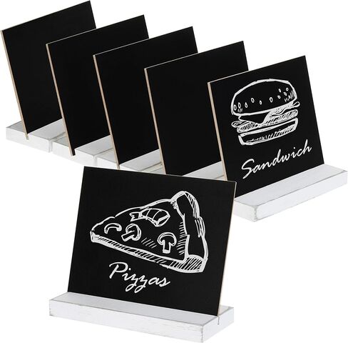 MyGift 5 x 6 Place Card Chalkboard Sign with Rustic Brown Wood Base Stand for Wedding, Food Buffet Label, Table Numbers, Message Boards, Party Decorations, Event Supplies, Set of 6 in Saudi Arabia