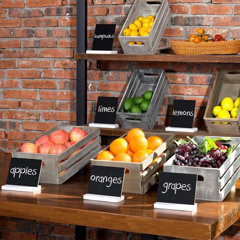 MyGift 5 x 6 Place Card Chalkboard Sign with Rustic Brown Wood Base Stand for Wedding, Food Buffet Label, Table Numbers, Message Boards, Party Decorations, Event Supplies, Set of 6 in Saudi Arabia