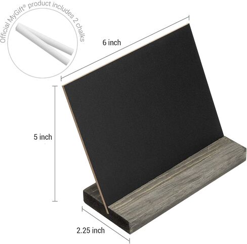 MyGift 5 x 6 Place Card Chalkboard Sign with Rustic Brown Wood Base Stand for Wedding, Food Buffet Label, Table Numbers, Message Boards, Party Decorations, Event Supplies, Set of 6 in Saudi Arabia