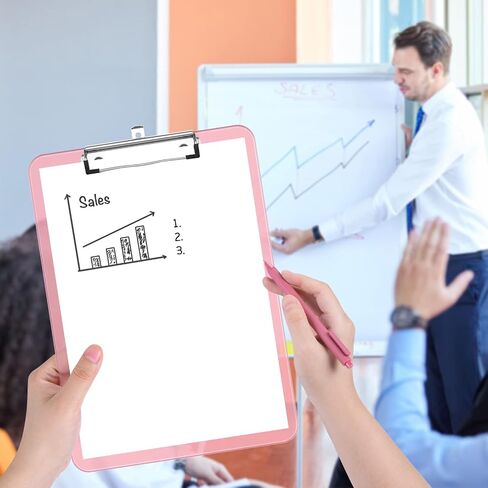 ألواح الحافظة البلاستيكية من ريميلاك مع مشبك معدني منخفض الشكل، لوحة مشبك شفافة، مقاس الحروف 12.5 × 9 بوصة | توريد مكتب | العودة إلى المدرسة، الوردي in Kuwait
