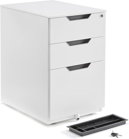 Amazon Basics 3 Drawer Mobile File Cabinet With Lock, Black, 20.71" D x 15.51" W x 24.29" H in Saudi Arabia