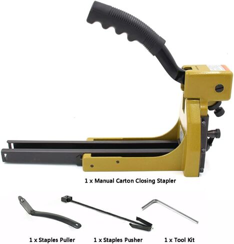 Manual Carton Closing Stapler Carton Stapler Machine Corrugated Carton Staple Gun Sealing Packing Machine Strapping Tool for Carton Package 6 Gauge, 1-3/8-Inch Crown, 3/4-Inch Length Carton Staples in Kuwait