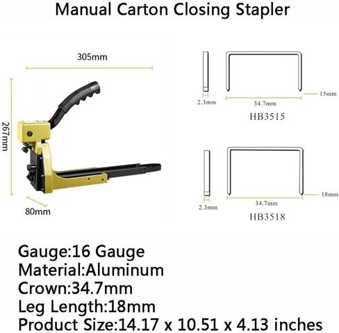 Manual Carton Closing Stapler Carton Stapler Machine Corrugated Carton Staple Gun Sealing Packing Machine Strapping Tool for Carton Package 6 Gauge, 1-3/8-Inch Crown, 3/4-Inch Length Carton Staples in Kuwait