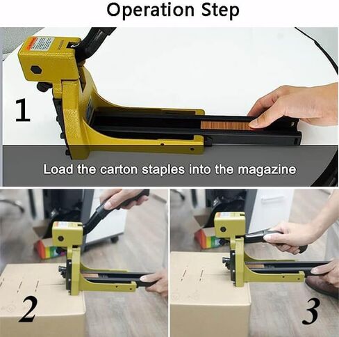 Manual Carton Closing Stapler Carton Stapler Machine Corrugated Carton Staple Gun Sealing Packing Machine Strapping Tool for Carton Package 6 Gauge, 1-3/8-Inch Crown, 3/4-Inch Length Carton Staples in Kuwait
