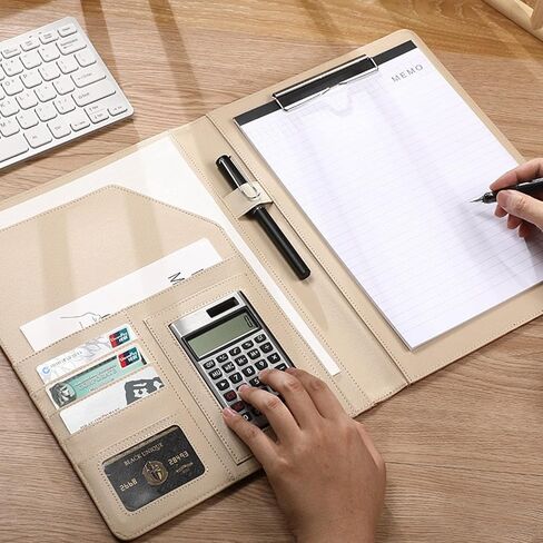 حافظة ملفات مكتبية، حافظة مجلدات، منظم محفظة مع جيوب تخزين، مقاس 8.5 × 11 حرف لمستندات السيرة الذاتية للمقاولين، بني in Kuwait