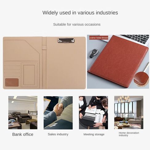 حافظة ملفات مكتبية، حافظة مجلدات، منظم محفظة مع جيوب تخزين، مقاس 8.5 × 11 حرف لمستندات السيرة الذاتية للمقاولين، بني in Kuwait