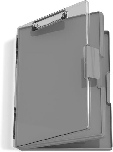 Hongri 8.5 x 11 Clipboard with Storage, Folder Nursing Clipboards Side Opening, Heavy Duty Clipboard with Dual Compartment Storage Box, Smooth Writing for Work, Office & School Supplies(Black) in Kuwait