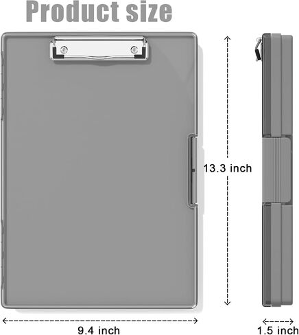 Hongri 8.5 x 11 Clipboard with Storage, Folder Nursing Clipboards Side Opening, Heavy Duty Clipboard with Dual Compartment Storage Box, Smooth Writing for Work, Office & School Supplies(Black) in Kuwait