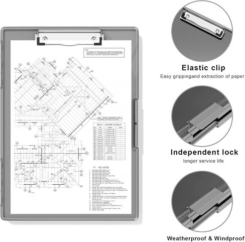 Hongri 8.5 x 11 Clipboard with Storage, Folder Nursing Clipboards Side Opening, Heavy Duty Clipboard with Dual Compartment Storage Box, Smooth Writing for Work, Office & School Supplies(Black) in Kuwait