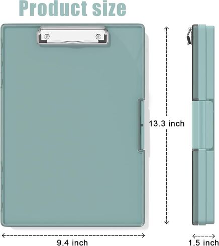 Hongri 8.5 x 11 Clipboard with Storage, Folder Nursing Clipboards Side Opening, Heavy Duty Clipboard with Dual Compartment Storage Box, Smooth Writing for Work, Office & School Supplies(Black) in Kuwait