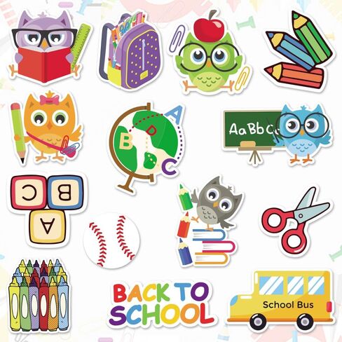 56 Pieces Back to School Cutouts Bulletin Board Decoration, First Day of School Cutouts Colorful Apple School Bus Cardboard Craft Rainbow Cut-Outs for School Classroom Kindergarten Party Supplies in Saudi Arabia