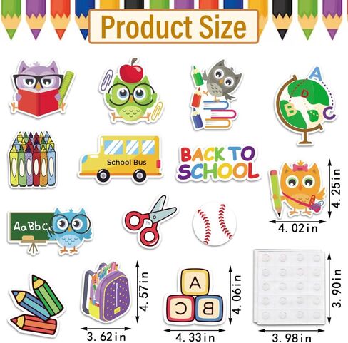 56 Pieces Back to School Cutouts Bulletin Board Decoration, First Day of School Cutouts Colorful Apple School Bus Cardboard Craft Rainbow Cut-Outs for School Classroom Kindergarten Party Supplies in Saudi Arabia