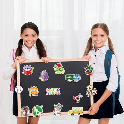 56 Pieces Back to School Cutouts Bulletin Board Decoration, First Day of School Cutouts Colorful Apple School Bus Cardboard Craft Rainbow Cut-Outs for School Classroom Kindergarten Party Supplies in Saudi Arabia