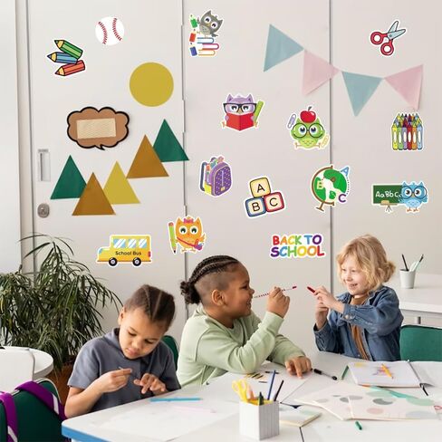 56 Pieces Back to School Cutouts Bulletin Board Decoration, First Day of School Cutouts Colorful Apple School Bus Cardboard Craft Rainbow Cut-Outs for School Classroom Kindergarten Party Supplies in Saudi Arabia