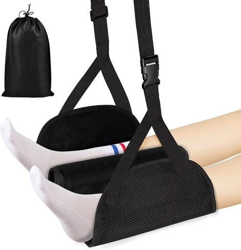 مسند قدم للطائرة من WeArkoTac - أرجوحة قدم 2 في 1 من الفوم، مسند قدم مريح قابل للتعديل للسفر بالطائرة، أساسيات السفر للطيران، طائرة طويلة لملحقات السفر بالطائرة in Kuwait