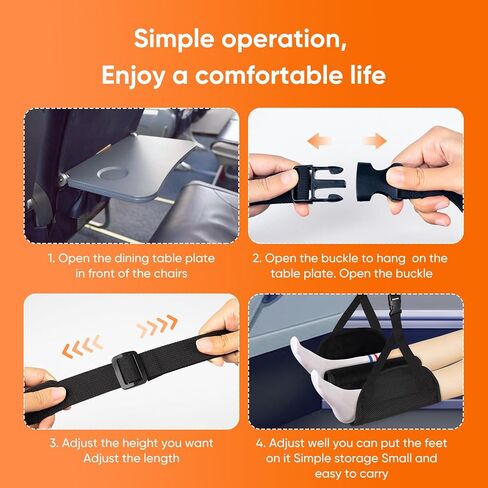 مسند قدم للطائرة من WeArkoTac - أرجوحة قدم 2 في 1 من الفوم، مسند قدم مريح قابل للتعديل للسفر بالطائرة، أساسيات السفر للطيران، طائرة طويلة لملحقات السفر بالطائرة in Kuwait