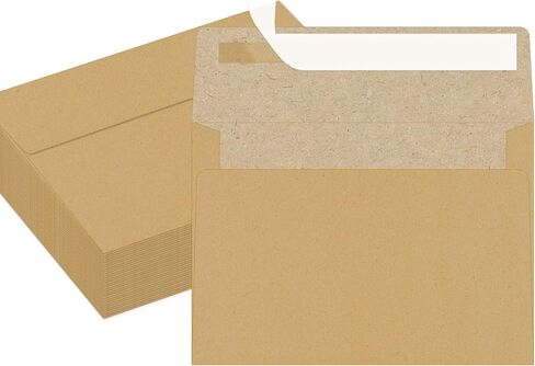 مظاريف YINUOYOUJIA Kraft، مظاريف 5 × 7 50 حزمة، مغلفات دعوة A7، مظروف بني، مغلف A7 ذاتي الختم للدعوة، استحمام الطفل، الزفاف، الحفلات، البريد in Kuwait