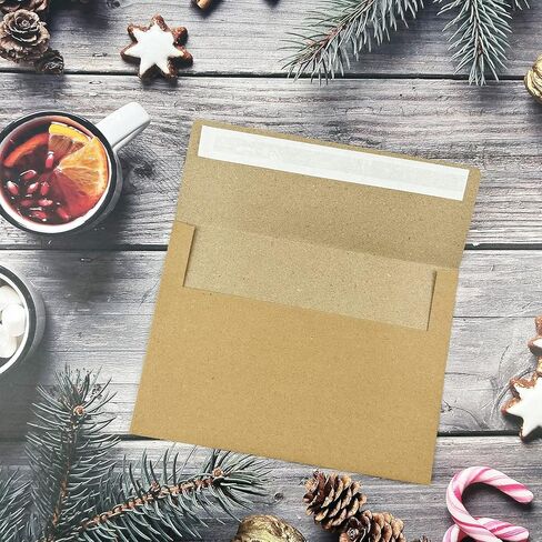 مظاريف YINUOYOUJIA Kraft، مظاريف 5 × 7 50 حزمة، مغلفات دعوة A7، مظروف بني، مغلف A7 ذاتي الختم للدعوة، استحمام الطفل، الزفاف، الحفلات، البريد in Kuwait