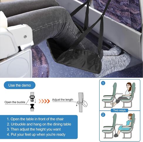مسند قدم للطائرة من Pantry Pro Traveler's Bliss، قابل للحمل وقابل للتعديل مع تصميم أرجوحة لتوفير الراحة القصوى ومنع التورم والألم - مثالي للمنزل والمكتب والسفر in Saudi Arabia