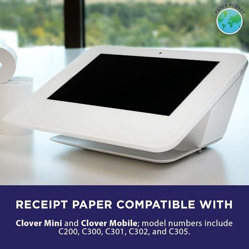 ورق حراري لطابعة Clover POS (طابعة Clover Mini الحرارية) من Paper Planet | لفات ورق إيصالات بطاقة الائتمان لـ Clover C200 C300 C301 C302 C305 | 24 رولز in Kuwait