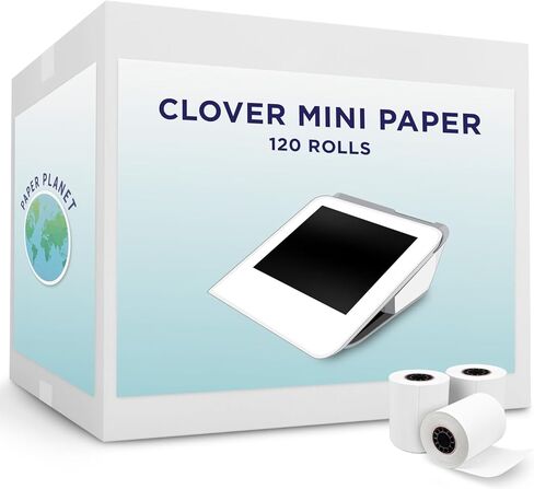 ورق حراري لطابعة Clover POS (طابعة Clover Mini الحرارية) من Paper Planet | لفات ورق إيصالات بطاقة الائتمان لـ Clover C200 C300 C301 C302 C305 | 24 رولز in Kuwait