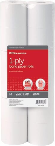 Office Depot Single-Ply Paper Rolls, 2 1/4in. x 130ft, White, Pack of 12, 108862 in Saudi Arabia