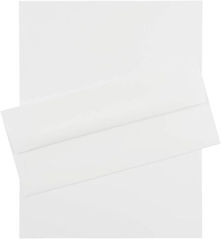 JAM PAPER #10 Business Stationery Set - 4 1/8 x 9 1/2 Envelopes & Matching Letter Paper - Strathmore Natural White Linen - 100/Pack in Saudi Arabia