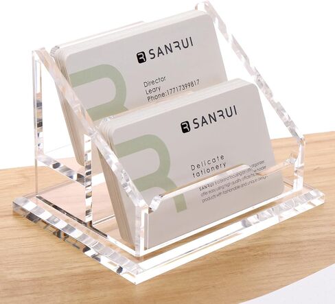 حامل بطاقة عمل SANRUI للمكتب، بطاقة عمل من الأكريليك الشفاف، بطاقة عرض بطاقة العمل، حامل للمكتب، طبقتين in Kuwait
