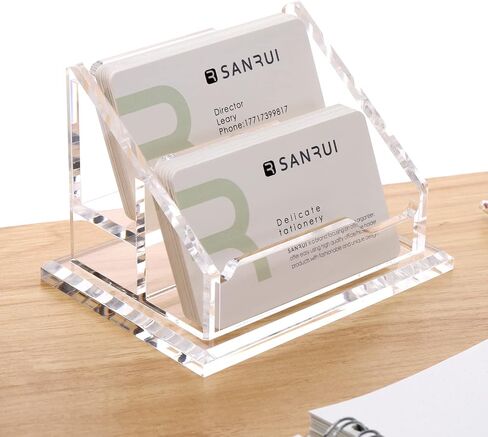 حامل بطاقة عمل SANRUI للمكتب، بطاقة عمل من الأكريليك الشفاف، بطاقة عرض بطاقة العمل، حامل للمكتب، طبقتين in Kuwait