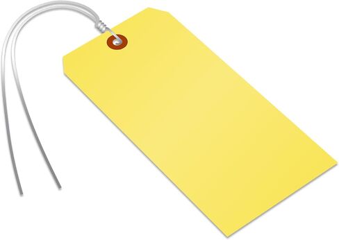 SmartSign (Pack of 1000) Yellow Plastic Tags with Wires, 6.25 x 3.125 inch, Metal Eyelet, 10 mil Tear-Proof Polylith Plastic, Writable in Kuwait