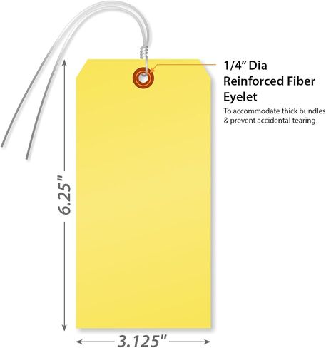 SmartSign (Pack of 1000) Yellow Plastic Tags with Wires, 6.25 x 3.125 inch, Metal Eyelet, 10 mil Tear-Proof Polylith Plastic, Writable in Kuwait