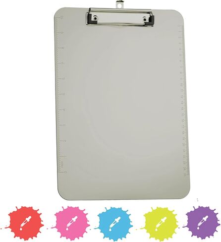 Plastic Clipboard Standard Size Blue, Translucent Low Profile Clip Board, Hangable Clipboard, 12.7" x 9", Holds 100 Sheets, Also Available in Green, Purple, Pink, Red, Grey, 1 Pc - by Enday in Saudi Arabia