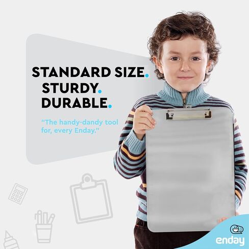 Plastic Clipboard Standard Size Blue, Translucent Low Profile Clip Board, Hangable Clipboard, 12.7" x 9", Holds 100 Sheets, Also Available in Green, Purple, Pink, Red, Grey, 1 Pc - by Enday in Saudi Arabia