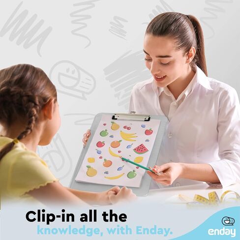 Plastic Clipboard Standard Size Blue, Translucent Low Profile Clip Board, Hangable Clipboard, 12.7" x 9", Holds 100 Sheets, Also Available in Green, Purple, Pink, Red, Grey, 1 Pc - by Enday in Saudi Arabia