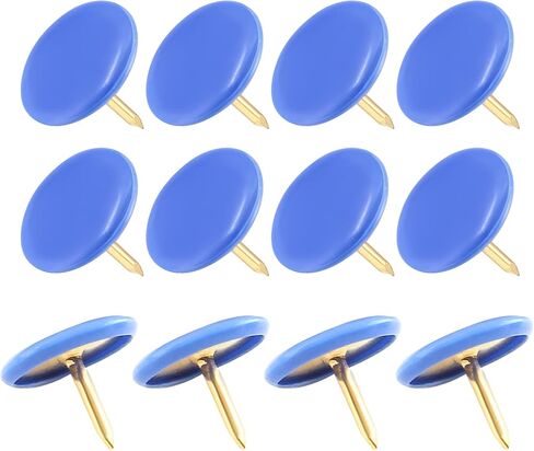 دبوس دفع مسطح مزخرف باللون الأزرق من Piutouyar، رأس إبهام دائري بلاستيكي، مسامير إبهام سوداء للجدار، الخريطة، لوحة الفلين، 3/8 بوصة (300 قطعة) in Kuwait