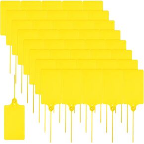 300 Pieces Plastic Tags Blank 2.3" x 10" Waterproof Plastic Shipping Tags Yellow Zip Tie Label Tags Bag Tags for Labeling Security Seals Writable Marker Ties Hanging Tags in Kuwait