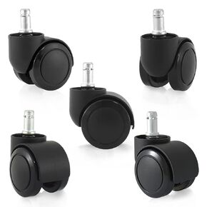 Enjoy Caster | 3 Inch Office Chair Casters for Herman Miller Aeron Steelcase Leap Chair | Dual Injection Polyurethane Wheels for Hardwood Floors | Universal Stem Size 7/16" Office Chairs (7506BUB-16)
