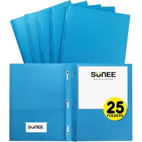 SUNEE 2 Pocket Folders with Prongs (100 Pack, Assorted Colors), Paper Folders with 2 Pockets and 3 Prongs Fit Letter Size Paper, Folders with Prongs for School Office Home Business