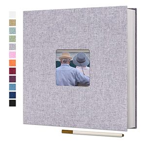 Vienrose Large Self Adhesive Photo Album with Window 11x10.6 40 Pages Black | Linen Cover, Scrapbook, Fits 4X6 8X10 Pictures, Metallic Pen Included, Diy in Kuwait