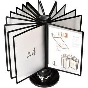رف عرض كتالوج دوار - منظم ملفات للمكتب، 20 لوحة مزدوجة الجوانب، نظام مرجعي لسطح المكتب، حامل ملفات قلاب للمكتب، للمكاتب، غرفة الطعام، عرض قائمة أسعار المنتج (اللون: رمادي)