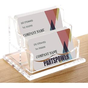 PARTSPOWER Acrylic Business Card Holder for Desk, Horizontal Clear Business Name Card Display Stand, Desk Accessory Business Name Card Organizer (Horizontal, 1-Slot) in Kuwait