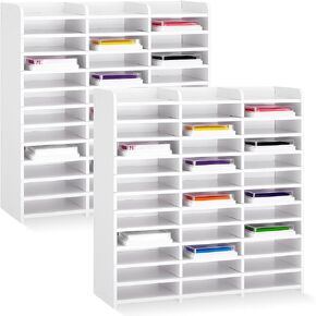 Roshtia 2 Pcs 36 Slots Ink Pad Storage Stamp Pad and Ink Pad Holder Stackable Wall Mount Ink Pad Storage Organizer Diamond Painting Tray Organizer Rack for Office Crafts Supply, White in Saudi Arabia