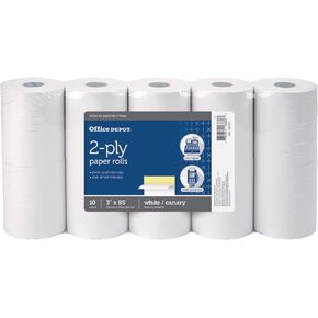 Office Depot 2-Ply Paper Rolls, 3in. x 85ft., Canary/White, Pack Of 10, 109275 in Saudi Arabia