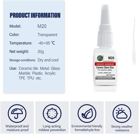 20g Ceramic Glue, Glue for Glass, Super Glue All Purpose Adhesive, Instantly Strong Adhesive for bonding Ceramic, Glass, Pottery, Porcelain, Mug, Tile, Metal, Leather, Plastic, Rubber,etc in Kuwait