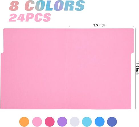 EOOUT 24 Pack Colored File Folders Lined File Folders with 1/3 Cut Tabs Heavyweight 8 Gemstone Colors, Letter Size 9.5 x 11.5 Inches for School and Office Supplies in Saudi Arabia
