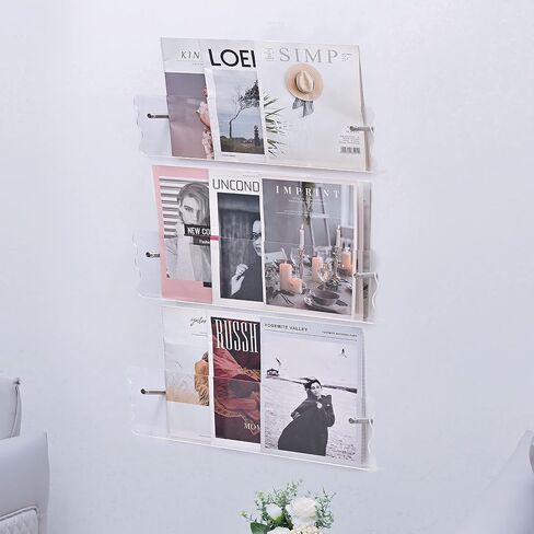 humberboat Acrylic Brochure Holder Wall Mounted 3 Pack,Floating Bookshelf Magzaine Rack,Adjustable Hanging Magazine Holder for Office, Waiting Room,Church,Coffee Shop,Home Display in Saudi Arabia