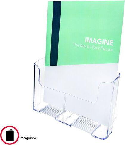 Deflecto Single Compartment Literature Holder, Countertop or Wall Mount, Magazine Size, Clear, 9-1/4"W x 10-3/4"H x 3-3/4"D (77001) in Saudi Arabia